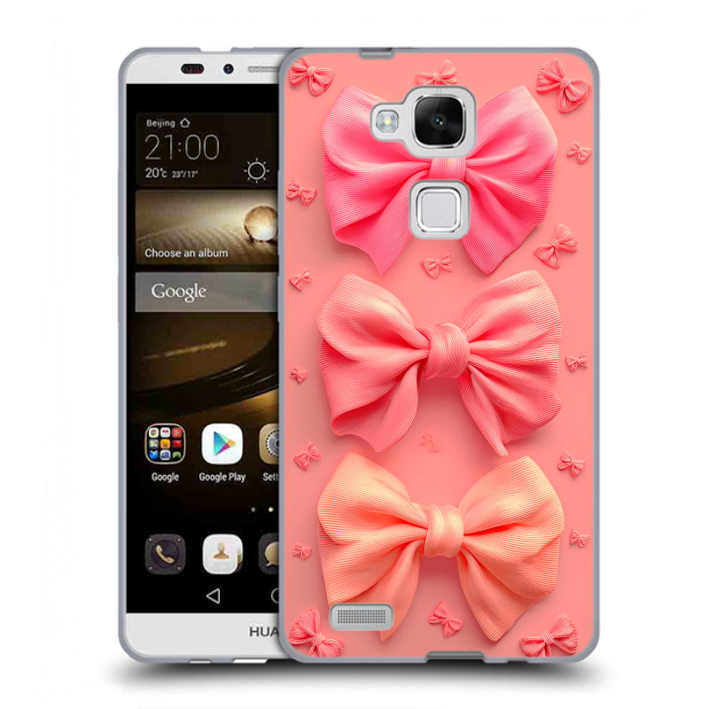 Пластиковый чехол на Huawei Ascend Mate 7 с принтом Розовые бантики Пластиковый чехол на Huawei Ascend Mate 7 с принтом Розовые бантики