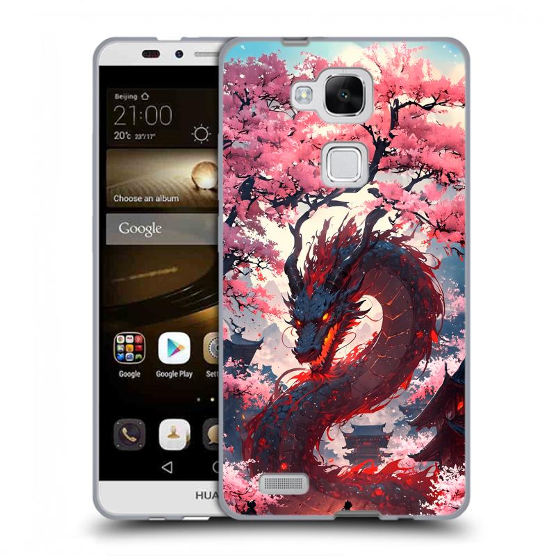 Пластиковый чехол на Huawei Ascend Mate 7 с принтом Дракон Японский Пластиковый чехол на Huawei Ascend Mate 7 с принтом Дракон Японский