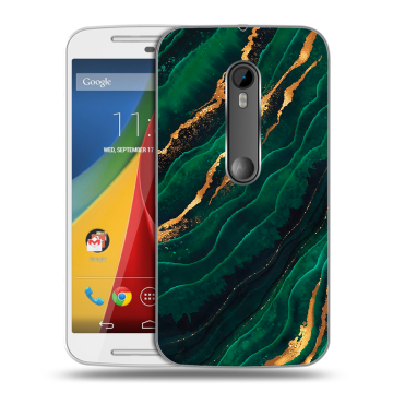 Силиконовый чехол на Motorola Moto G с принтом Мрамор зеленое золото