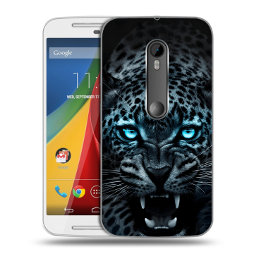 Силиконовый чехол на Motorola Moto G с принтом Темный леопард