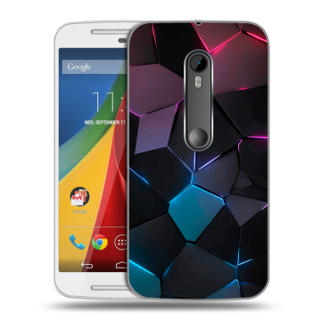 Силиконовый чехол на Motorola Moto G с принтом Геометрия неона