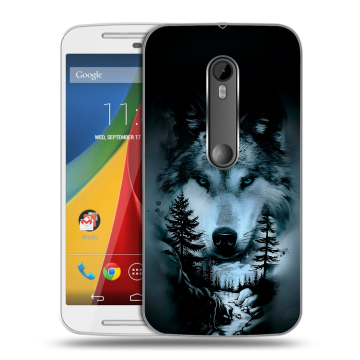 Силиконовый чехол на Motorola Moto G с принтом Лесной волк