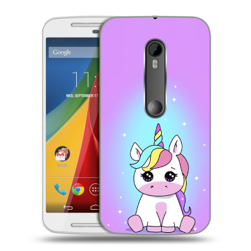 Силиконовый чехол на Motorola Moto G с принтом Единорог