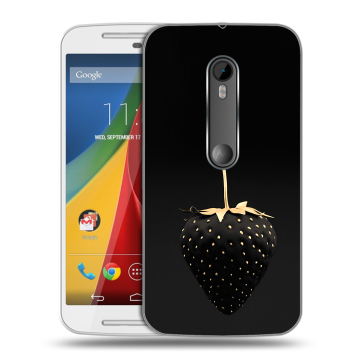 Силиконовый чехол на Motorola Moto G с принтом Черная клубника
