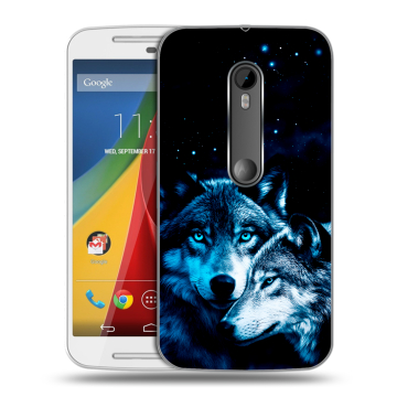 Силиконовый чехол на Motorola Moto G с принтом Волки