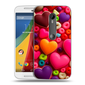 Силиконовый чехол на Motorola Moto G с принтом Сердечки