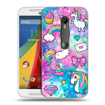 Силиконовый чехол на Motorola Moto G с принтом Единороги