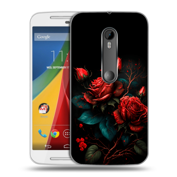 Силиконовый чехол на Motorola Moto G с принтом Розы красные