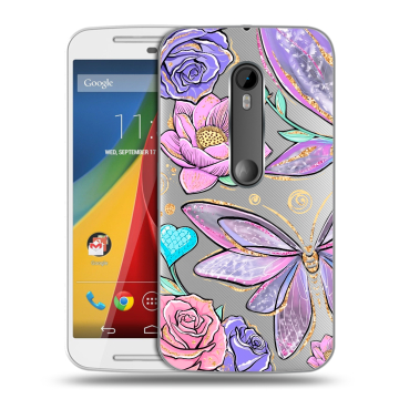 Силиконовый чехол на Motorola Moto G с принтом Бабочки и цветы