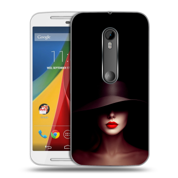 Силиконовый чехол на Motorola Moto G с принтом Девушка в шляпе