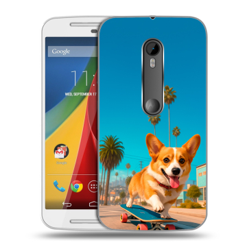 Силиконовый чехол на Motorola Moto G с принтом Корги на скейте