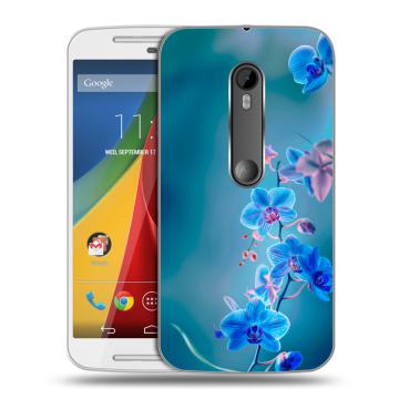 Силиконовый чехол на Motorola Moto G с принтом Голубые цветы