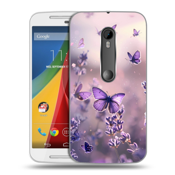 Силиконовый чехол на Motorola Moto G с принтом бабочки и лаванда