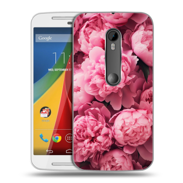 Силиконовый чехол на Motorola Moto G с принтом цветы пионы