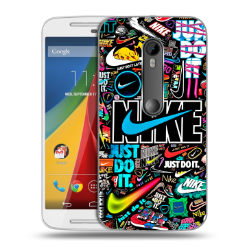 Силиконовый чехол на Motorola Moto G с принтом найк nike черный Силиконовый чехол на Motorola Moto G с принтом найк nike черный