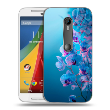 Силиконовый чехол на Motorola Moto G с принтом голубые орхидеи