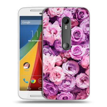 Силиконовый чехол на Motorola Moto G с принтом лавандовые розы