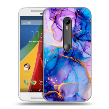 Силиконовый чехол на Motorola Moto G с принтом синий мрамор