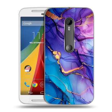 Силиконовый чехол на Motorola Moto G с принтом синий мрамор