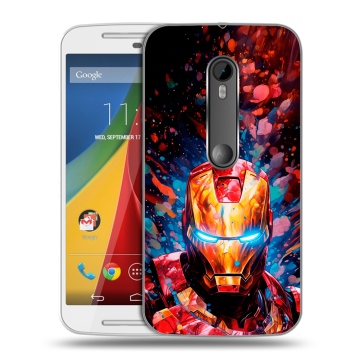 Силиконовый чехол на Motorola Moto G с принтом Железный человек Ironman