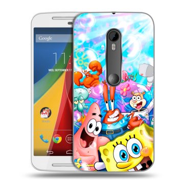 Силиконовый чехол на Motorola Moto G с принтом спанчбоб спанч боб