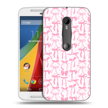 Силиконовый чехол на Motorola Moto G с принтом Розовые бантики