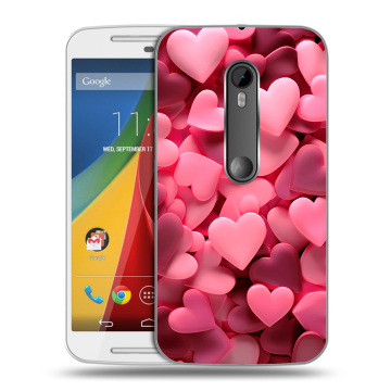 Силиконовый чехол на Motorola Moto G с принтом розовые сердечки