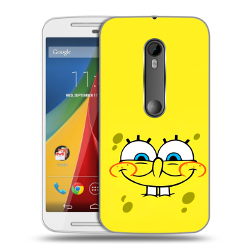 Силиконовый чехол на Motorola Moto G с принтом спанчбоб спанч боб