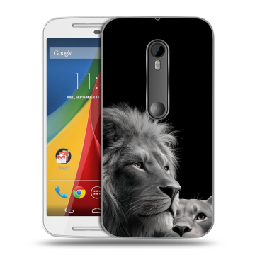 Силиконовый чехол на Motorola Moto G с принтом Лев кошки
