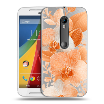 Силиконовый чехол на Motorola Moto G с принтом Бежевые цветы