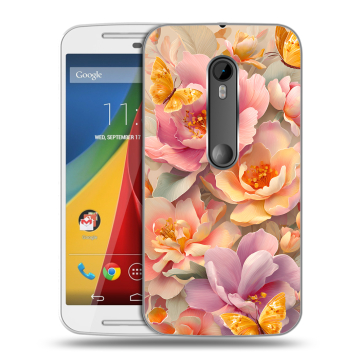 Силиконовый чехол на Motorola Moto G с принтом Цветы и бабочки