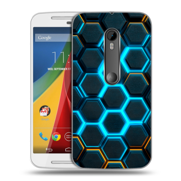 Силиконовый чехол на Motorola Moto G с принтом Неоновые соты