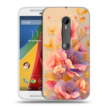 Силиконовый чехол на Motorola Moto G с принтом Цветы и бабочки