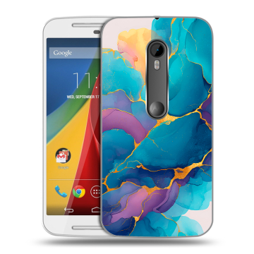 Силиконовый чехол на Motorola Moto G с принтом Мрамор блестки