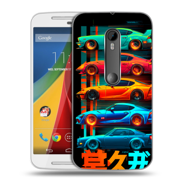 Силиконовый чехол на Motorola Moto G с принтом машины тачки
