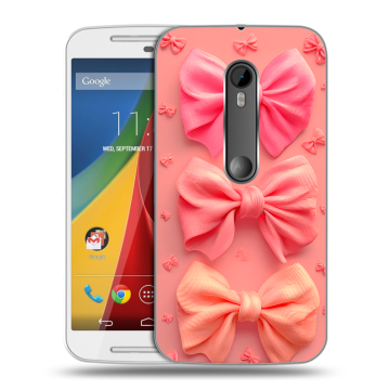 Силиконовый чехол на Motorola Moto G с принтом Розовые бантики