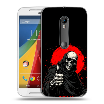 Силиконовый чехол на Motorola Moto G с принтом смешной скелет