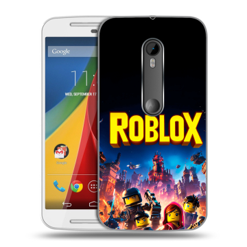 Силиконовый чехол на Motorola Moto G с принтом Roblox Роблокс