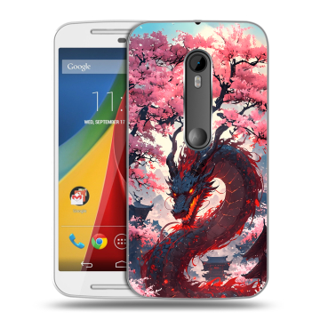 Силиконовый чехол на Motorola Moto G с принтом Дракон Японский