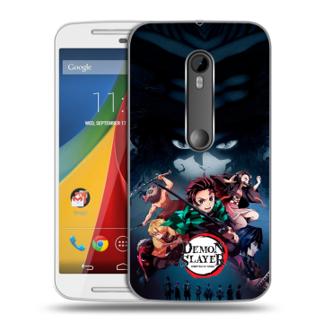 Силиконовый чехол на Motorola Moto G с принтом Demon Slayer Клинок рассекающий демонов