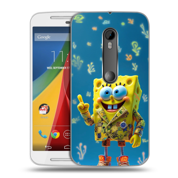 Силиконовый чехол на Motorola Moto G с принтом Спанч боб Спанчбоб