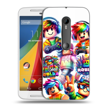 Силиконовый чехол на Motorola Moto G с принтом Roblox Роблокс