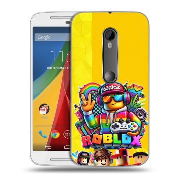 Силиконовый чехол на Motorola Moto G с принтом Roblox Роблокс