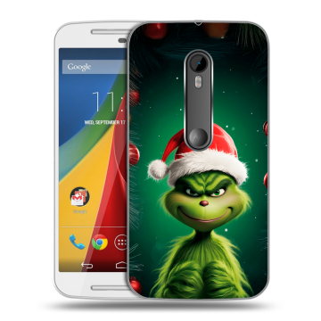 Силиконовый чехол на Motorola Moto G с принтом Гринч Новый год Рождество