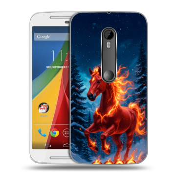 Силиконовый чехол на Motorola Moto G с принтом Новый год коня