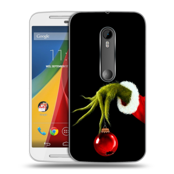 Силиконовый чехол на Motorola Moto G с принтом Новый год Гринч