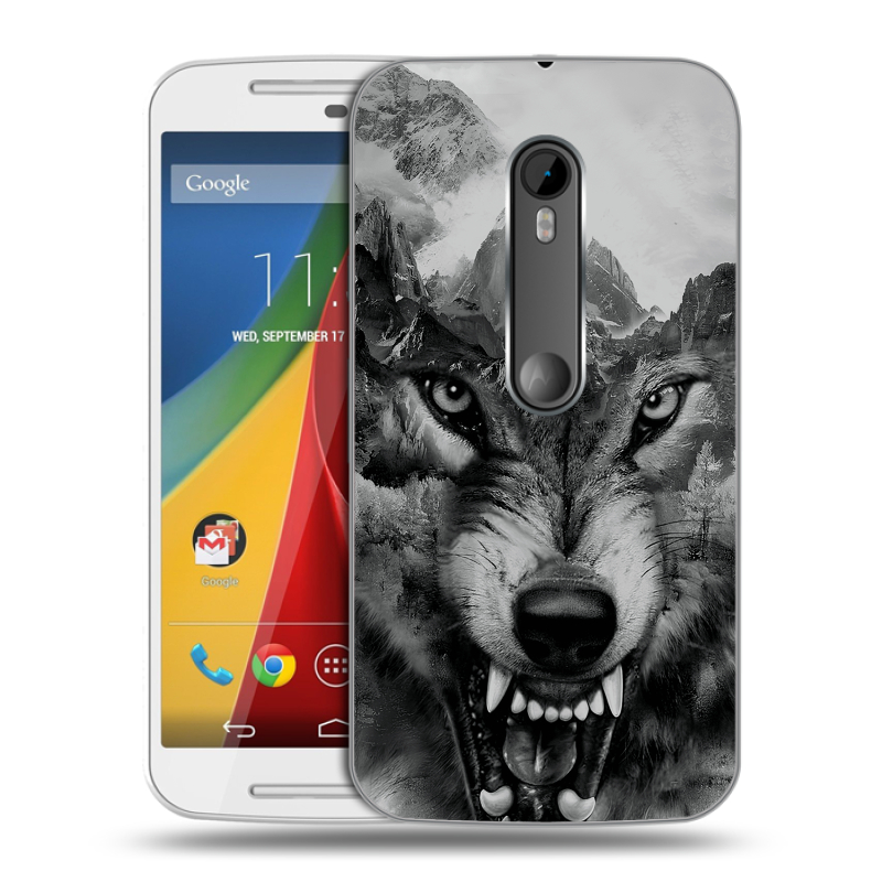 Силиконовый чехол на Motorola Moto G с принтом Волк Силиконовый чехол на Motorola Moto G с принтом Волк