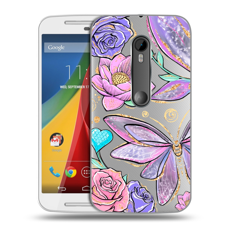 Силиконовый чехол на Motorola Moto G с принтом Бабочки и цветы Силиконовый чехол на Motorola Moto G с принтом Бабочки и цветы