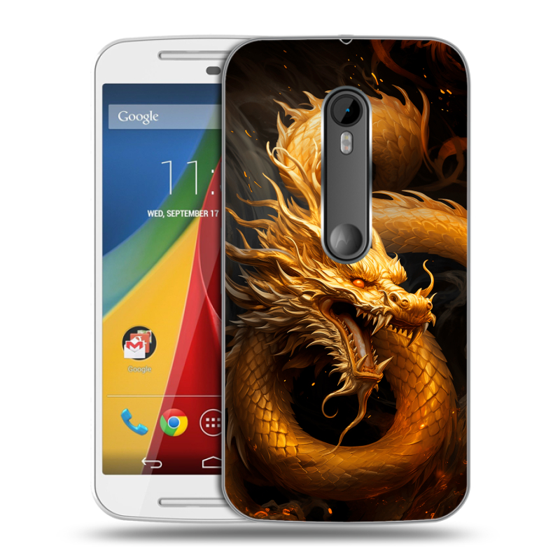 Силиконовый чехол на Motorola Moto G с принтом Золотой дракон Силиконовый чехол на Motorola Moto G с принтом Золотой дракон