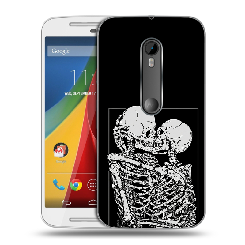 Силиконовый чехол на Motorola Moto G с принтом Поцелуй скелетов Силиконовый чехол на Motorola Moto G с принтом Поцелуй скелетов